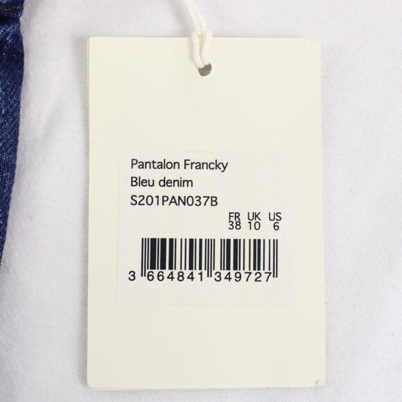 NWT Sezane High Waisted Francky Pants with Belt Fastening in Blue US Size 6 - Picture 10 of 13